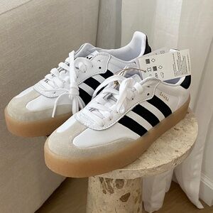 Adidas Sambae Platform White Black Gum Sole Sneakers